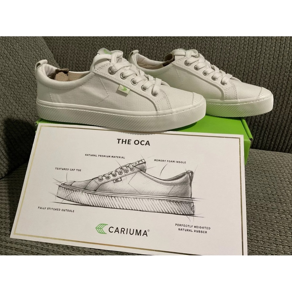 Cariuma OCA Sneakers Womens Size 8 Men’s 6.5  Off White Low Canvas Shoes . NIB
